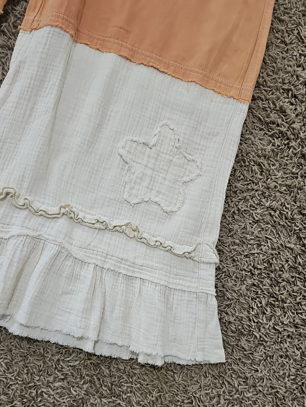 NWOT POL Peach and Cream Wide-Leg Colorblock Pants Large 100% Cotton - Picture 4 of 9